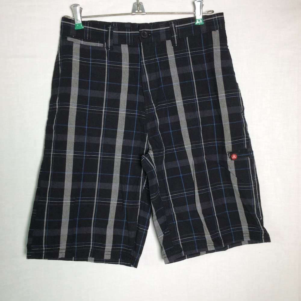 Airwalk Boys Plaid Black/Blue/Gray Shorts